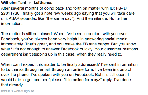 Lufthansa fails in Facebook